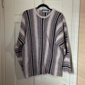 Vintage 90s Concrete Mix Sweater Tan Mens XL/XXL Geometric Knit Hip Hop Biggie